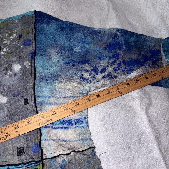 John Mark Womens Blouse XL Boho Multicolor Abstract Print Rayon 3/4 Sleeve Top - Picture 4 of 7